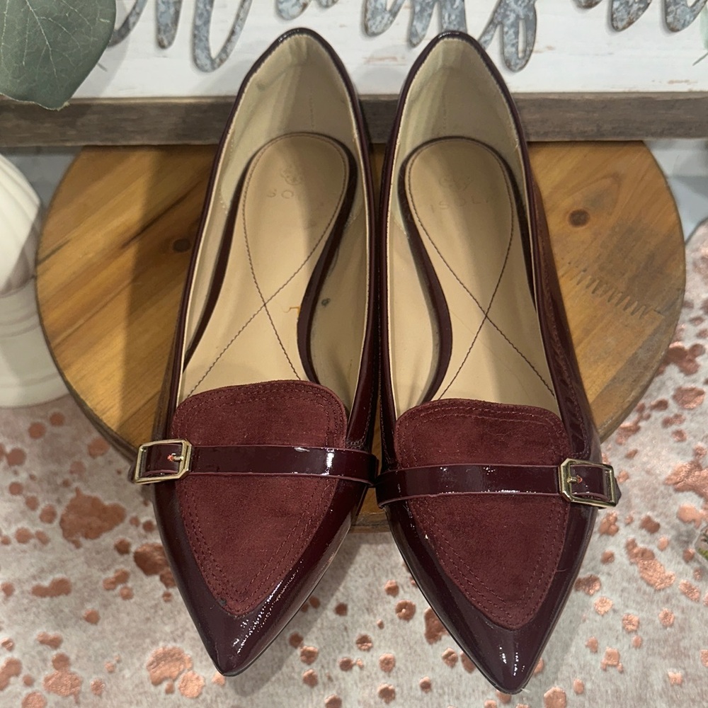 Isola Burgundy Flats with Buckle Detail